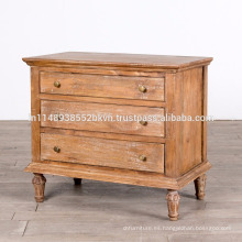 Antique mango de madera maciza blanco lavado 3 cajones dormitorio Dresser